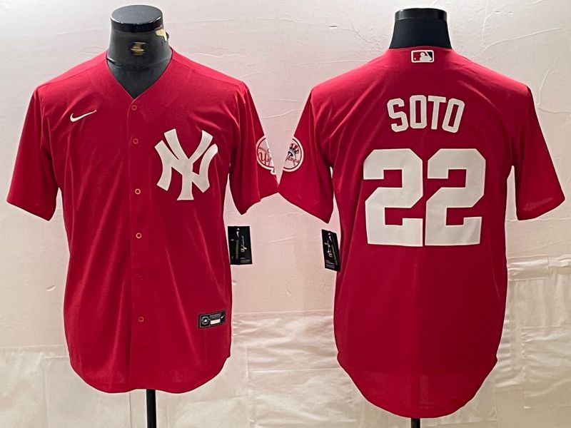 Men New York Yankees #22 Soto Red joint name Nike 2024 MLB Jersey style 1->new york yankees->MLB Jersey